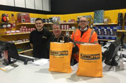 Left to right: Chris Leaman, Geoff Bennett and Nuffield Road branch manager, Mark Johnson, at the new PlumbStock inside Ridgeons Nuffield Road in Cambridge.