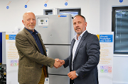 Bob Smith (left) is welcomed to the Hamworthy team by national sales manager Stuart Turner.