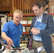 Andrew Hounsfield showing Dr Dan Poulter, MP, around the factory.