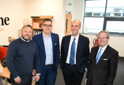 Left to right: Sean Langston, Simon Williams, Flames Group’s financial controller, Simon Hanson, the FSB’s North East development manager, and Mike Cherry.