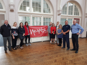 Left to right: Paul Martin, national sales manager, ATAG Commercial; Menphys staff members Amy Pullin, Carolyn Pascoe, Ellie Grudgings, Charlotte Chapman, Nicola Turpin, Jessica Buckley, Janice Billington; Adam Johnson, area sales manager, ATAG Commercial; Ian Caldwell, Menphys chief executive.
