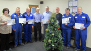 Fabdec employees receiving their long-term service awards.
