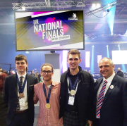 Left to right: Bronze medalist Joshua Collins from JD Cooling, Gold medalist Sidney Copus of Space Engineering, Silver medalist Ben Wilson from Knight Engineers and SkillFRIDGE project manager Mark Forsyth. 