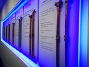 wall-mounted display of Conex Bänninger’s fittings range.