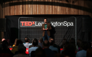 Karl Darge presenting at the Leamington Spa College TEDx talk.