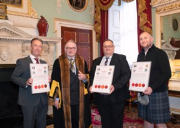 Keith Robert Walklate with the Master of the Worshipful Company of Plumbers (WCP), Dr Peter Rumley, Andrew John Mensley and James GS Hendry 