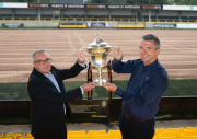Garry Plant, managing director of Harrogate Town AFC with Andy Makin, managing director of EnviroVent (right)