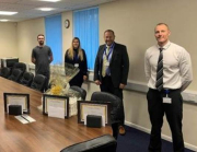 Tyler Robertshaw (10 years’ service award), Jeanette Clifton (25 years’ service award), Steve Smith (Managing Director, presenting awards) and Adrian Smith (10 years’ service award)