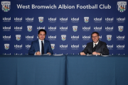 West Bromwich Albion chief executive Xu Ke with Ideal Heating chief executive Shaun Edwards