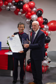 Pictured (left) is Kui Man Gerry Yeung OBE, Her Majesty’s Deputy Lieutenant of Greater Manchester, presenting the Queen’s Award for Enterprise to Steve Cooper, Director of Sustainable Design at Armstrong Fluid Technology.