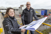 Engineering Director Helen Villamuera and Phil Kent, R&D Director for Combustion, examining plans for Ideal Heating’s Hull site which is undergoing a £60m investment programme, including a proposed new UK Technology Centre