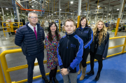 Office Administrator Connor Docherty, front, is pictured at Ideal Heating’s factory in Hull with, from left, Carl Southcoat of HEY LEP; Louise O