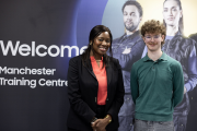 Miatta Fahnbulleh MP and Samsung Technical Degree Apprentice Joshua Long