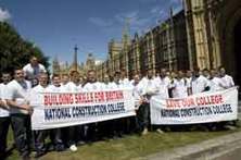 Construction students march on parliament after LSC denies college funding 