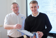 J S Wright associate director, Terence McLaughlin (left), mentors first-year design apprentice Peter Hamblen on the new J S Wright Experience course at the company’s Birmingham head office.