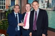 Steve Davis (left) and Tony Harrison (right) of Wolseley with J S Wright finance director Martin Roberts.