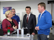 Left to right: Baden-Württemberg minister of culture, Dr Susanne Eisenmann; trainer, Jens Münch; chief executive, Peter Fenkl; and mechatronics trainee, Maximilian Stier.