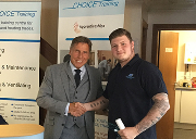 Jack Orrow receives his award from Choice Training managing director, Robert Maw.