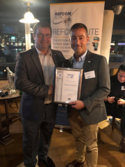 Leading industry figure Norman Mitchell’s son Garrion was presented with a certificate by REFCOM head of technical Graeme Fox as both a tribute to his father and to commemorate Mitchell’s (Gloucester) Ltd, as one of the founding companies that remains in membership to this day.