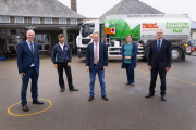 George Eustice, Secretary of State for Environment, Food and Rural Affairs, visits Gwinear School in Cornwall which has adopted the renewable liquid fuel (right)