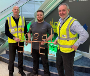 Scarborough TEC students presented Ideal Heating with a handmade copper pipe artwork during a recent visit to Ideal