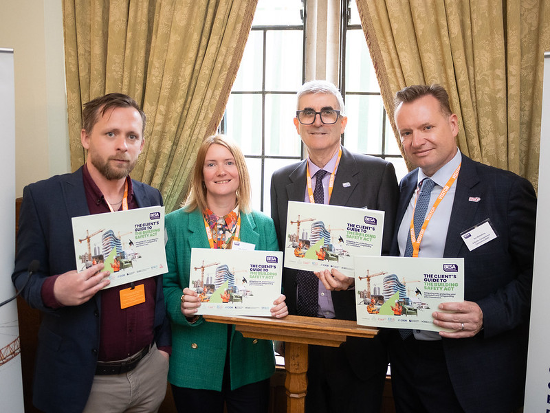 Journalist and author Peter Apps, Lilly Gallafent, CEO of the real estate consultancy Cast, BESA chief executive David Frise and Jon Vanstone, chair of the Building Safety Regulator’s Industry Competence Committee (ICC)